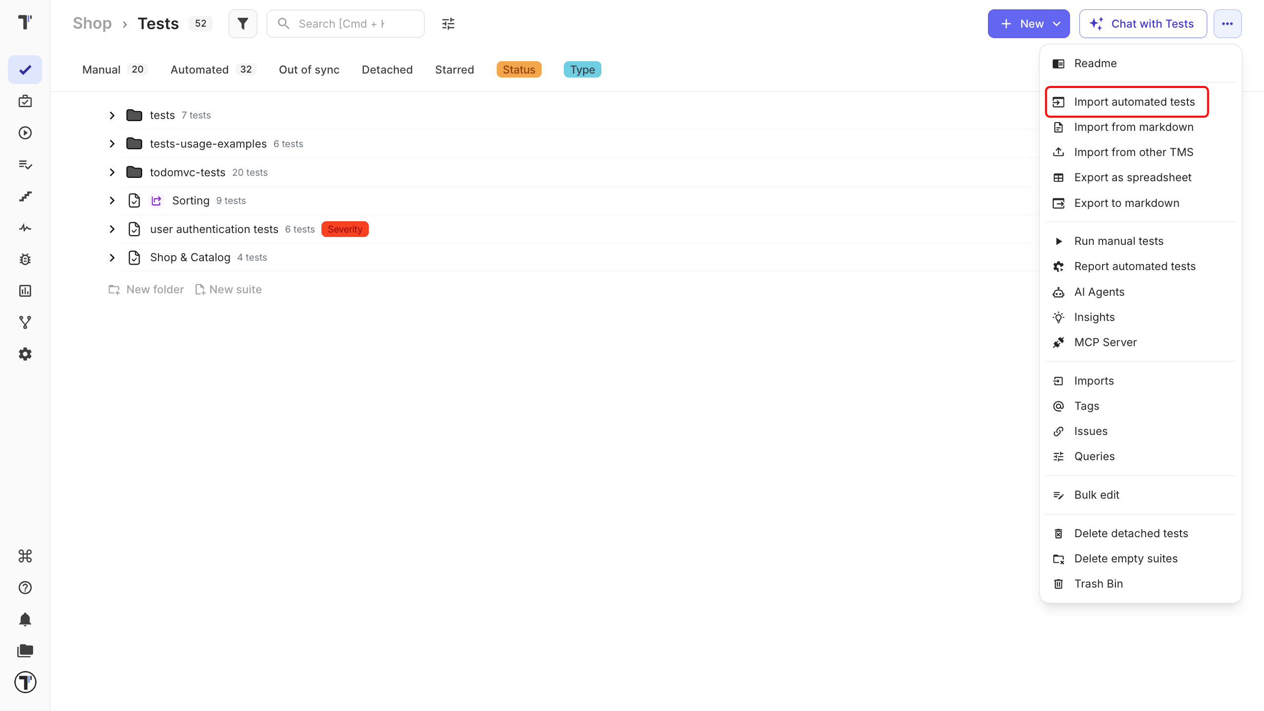 Testomat.io - Import test cases